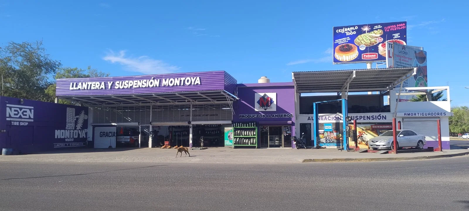 Fachada de Llantera y Suspensión Montoya en Blvd. Gral. Macario Gaxiola