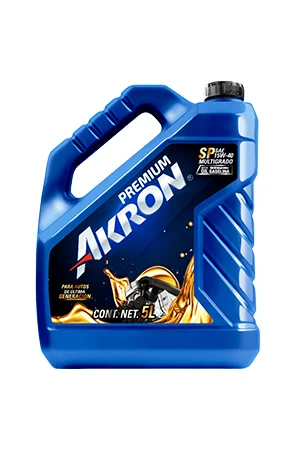Imagen orientativa del tipo de producto: Aceite Akron Premium SP Sae 15W-40 5L. Referencia de presentación comercial · confirma presentación y especificaciones.