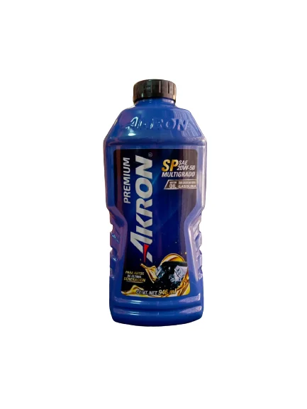 Imagen orientativa del tipo de producto: Aceite Akron Premium SP Sae 20W50 946 ML. Imagen orientativa de presentación comercial · confirma volumen y especificaciones.