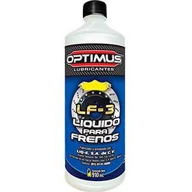 Imagen orientativa del tipo de producto: Liquido de Frenos LF3 Optimus 1LT.. Imagen de presentación 910 ml; confirma el volumen, pues la lista indica 1 litro.